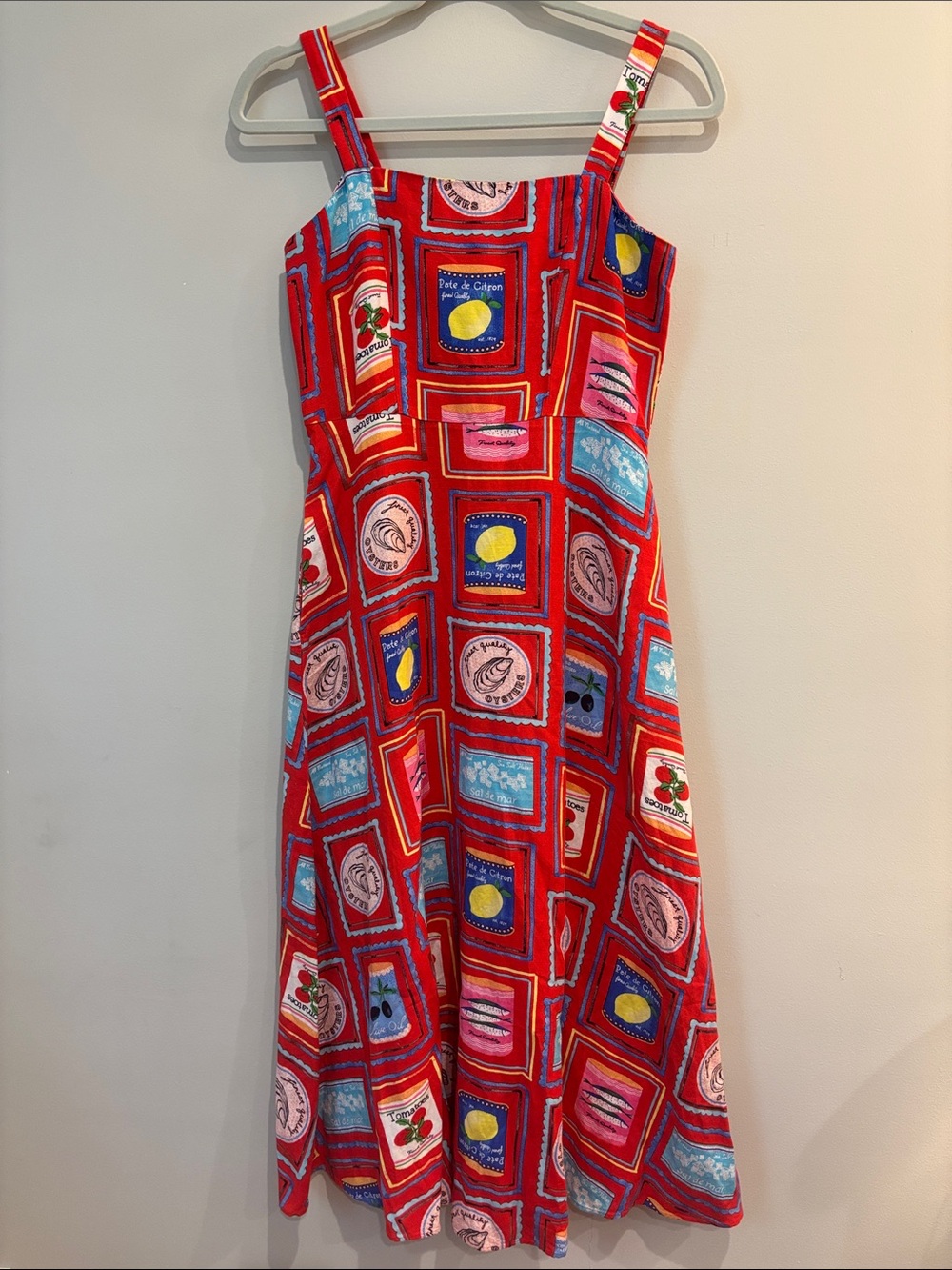 LOFT Can Print Linen Blend Midi Dress - Red Tomato Girl Summer 00P